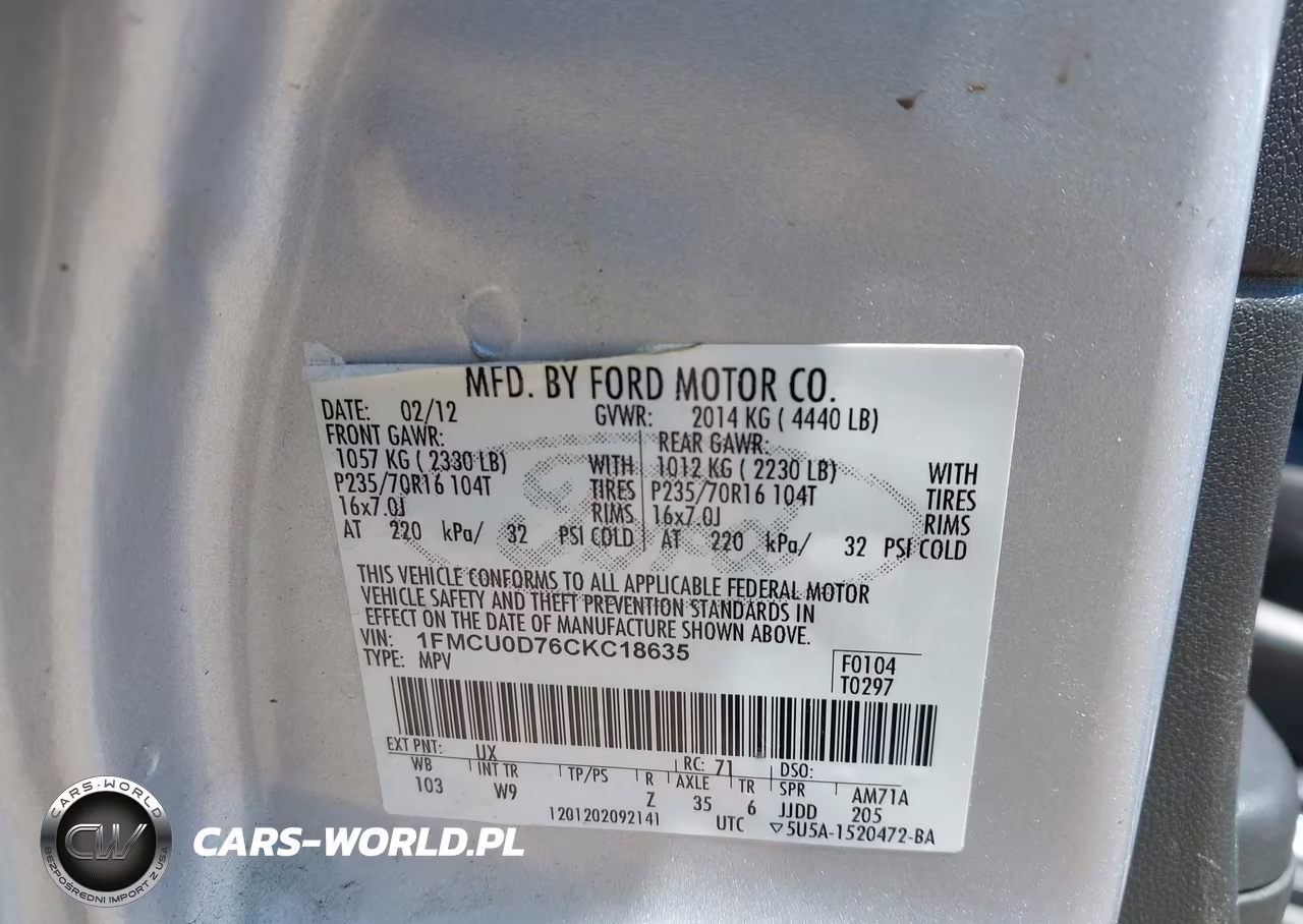 2012 Ford Escape Xlt VIN:1FMCU0D76CKC18635 - 9