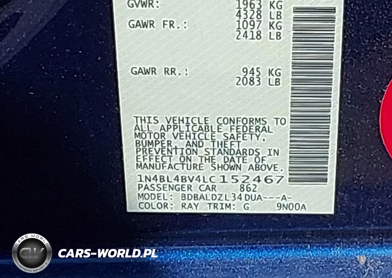 2020 Nissan Altima S Fwd VIN:1N4BL4BV4LC152467 - 9