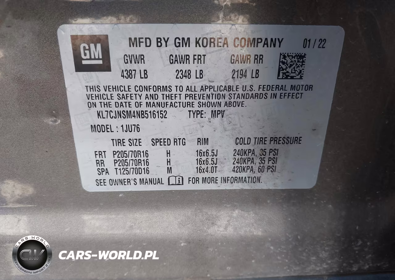 2022 Chevrolet Trax Awd Ls VIN:KL7CJNSM4NB516152 - 9