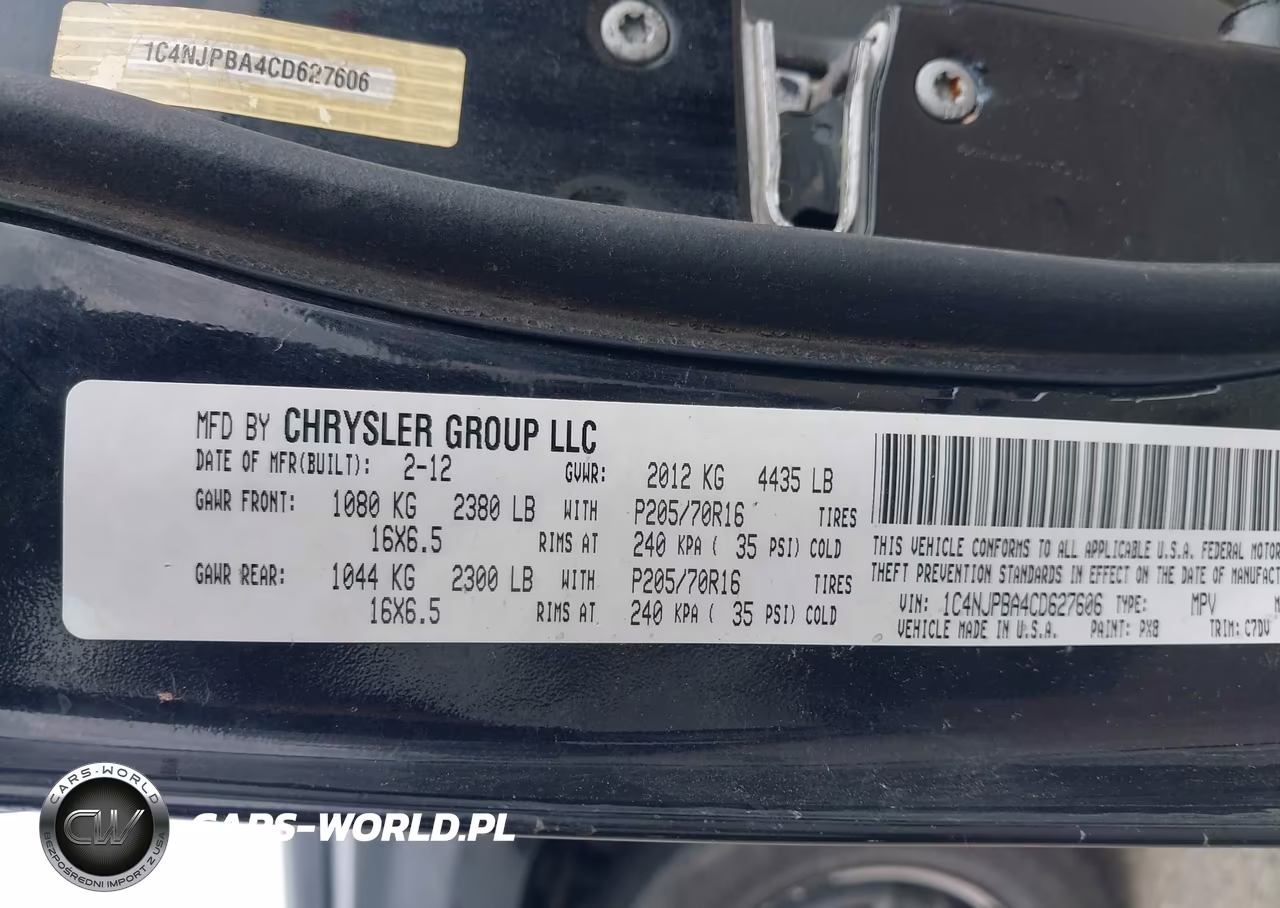2012 Jeep Patriot Sport VIN:1C4NJPBA4CD627606 - 9