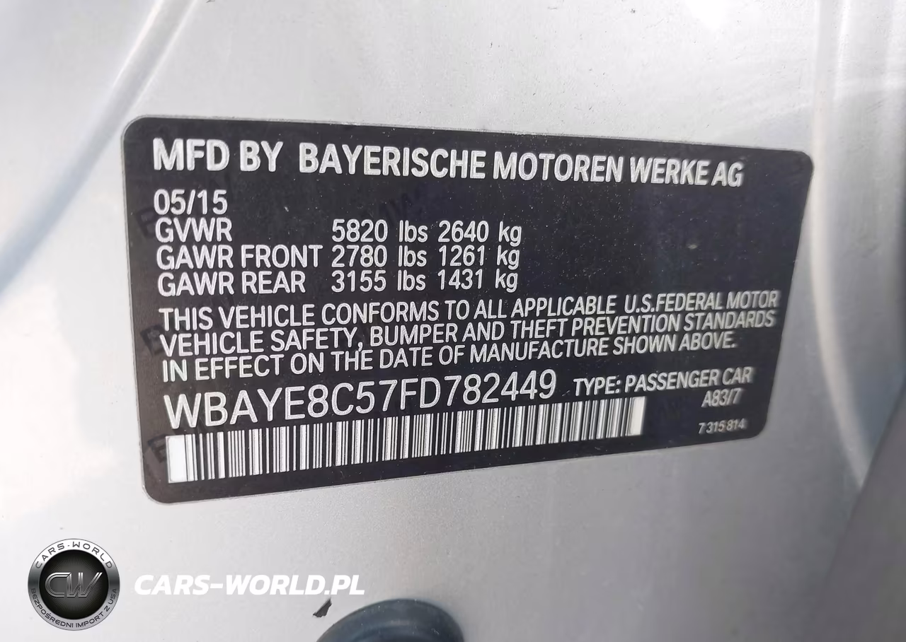 2015 BMW 750Li VIN:WBAYE8C57FD782449 - 9