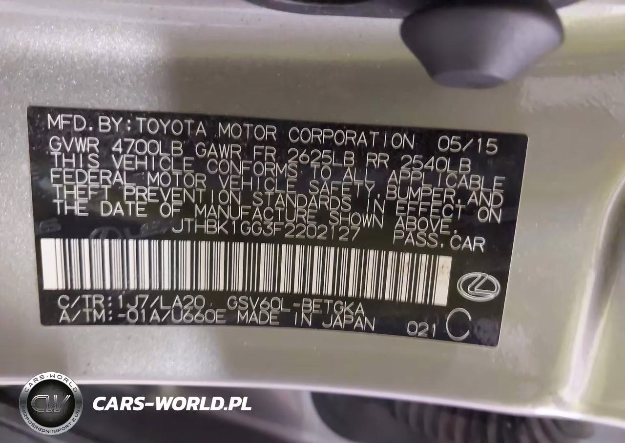 2015 Lexus Es 350 VIN:JTHBK1GG3F2202127 - 9