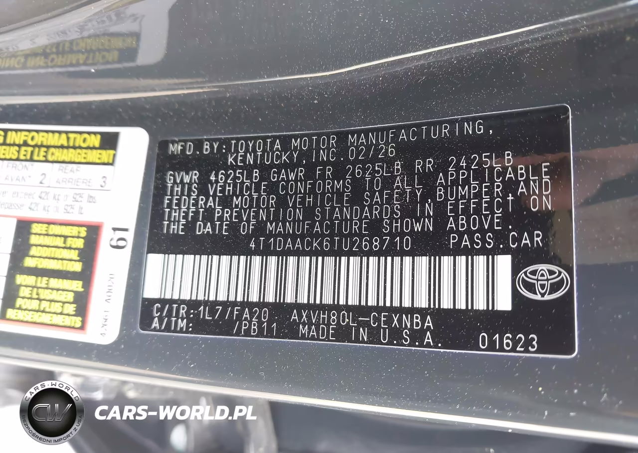 2026 Toyota Camry Le VIN:4T1DAACK6TU268710 - 9