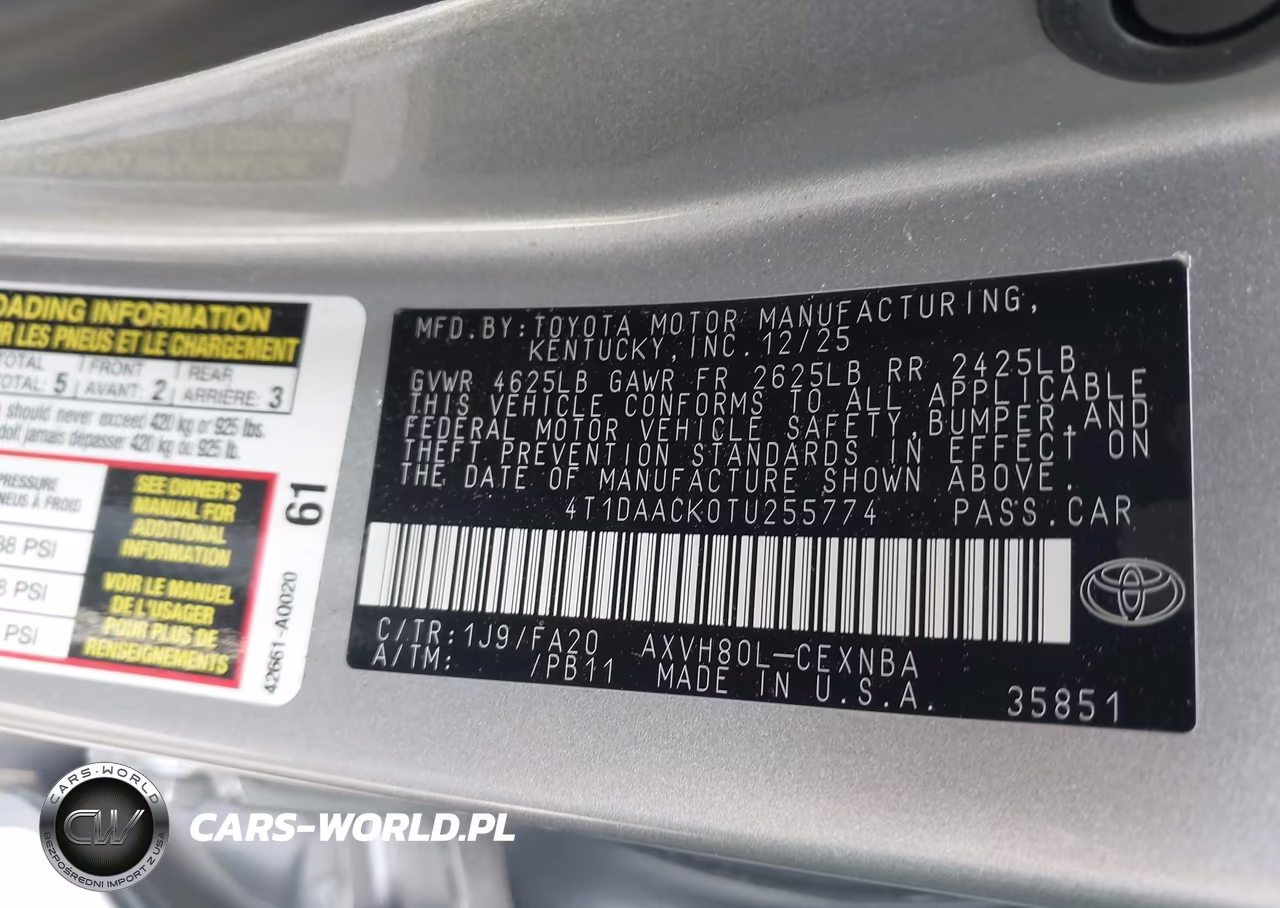 2026 Toyota Camry Le VIN:4T1DAACK0TU255774 - 9