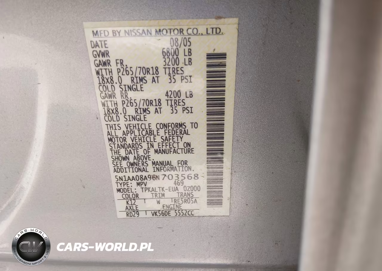 2006 Nissan Armada Se VIN:5N1AA08A96N703568 - 9