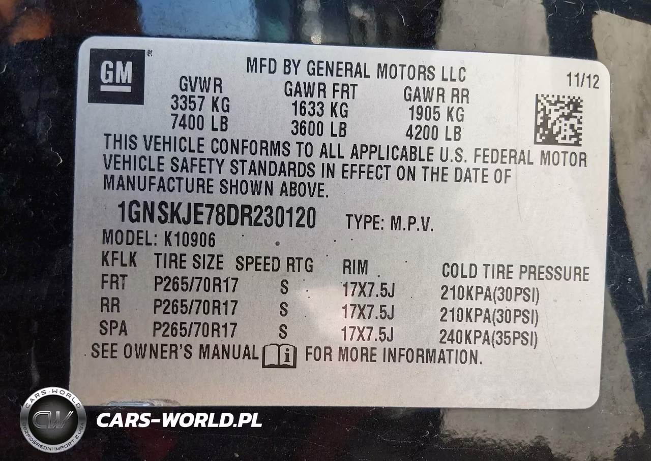 2013 Chevrolet Suburban 1500 Lt VIN:1GNSKJE78DR230120 - 9
