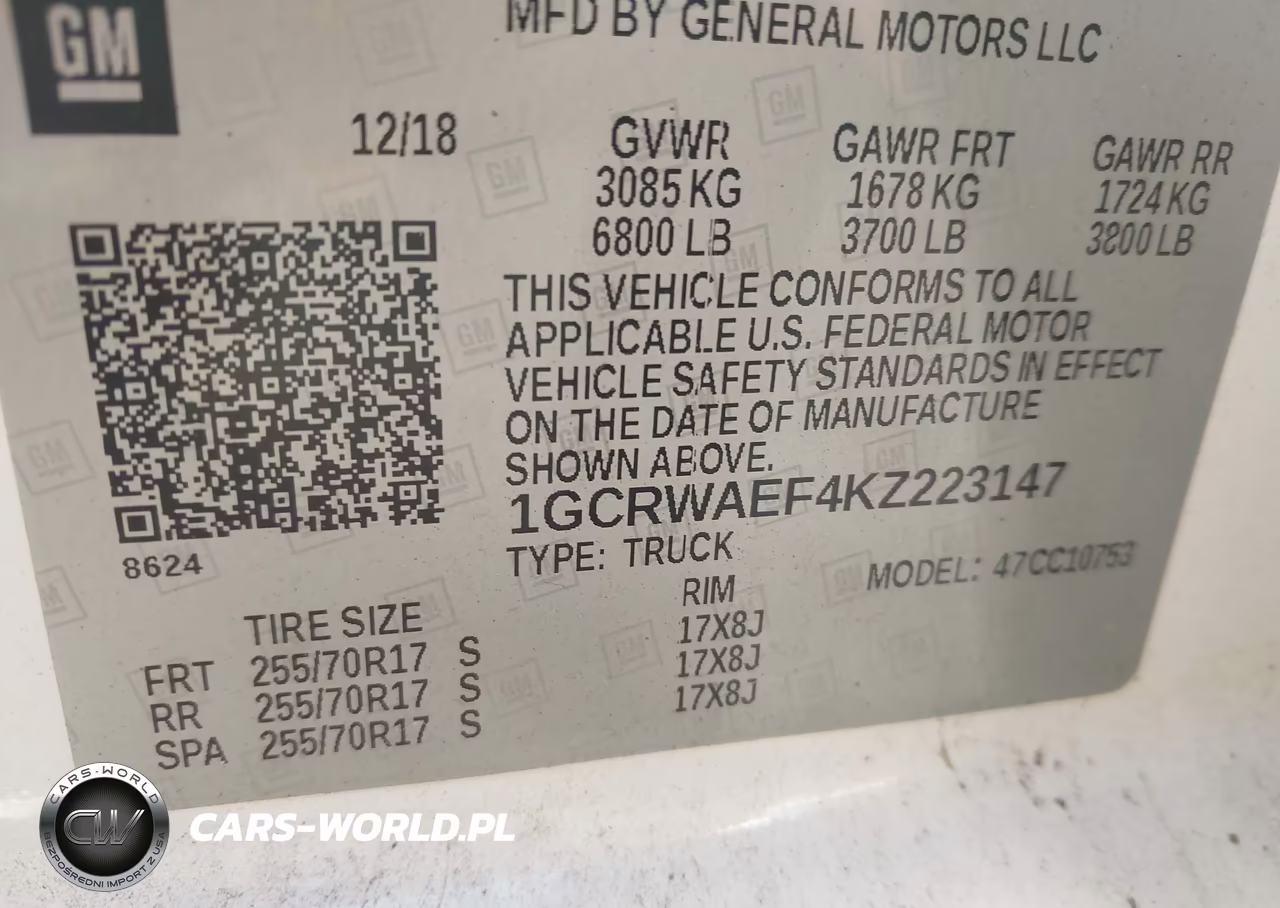 2019 Chevrolet Silverado 1500 Work Truck VIN:1GCRWAEF4KZ223147 - 9