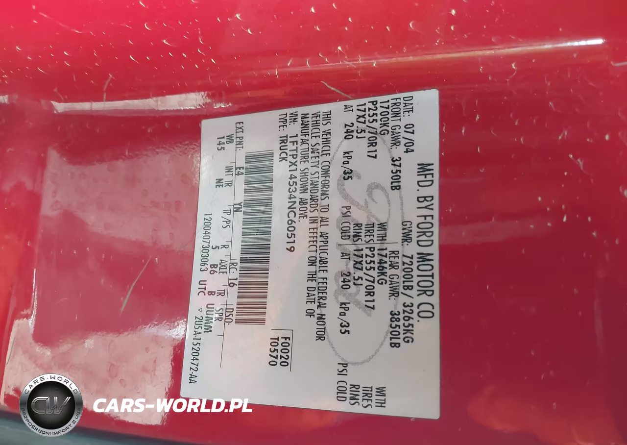 2004 Ford F-150 Fx4-Lariat-Xl-Xlt VIN:1FTPX14534NC60519 - 9