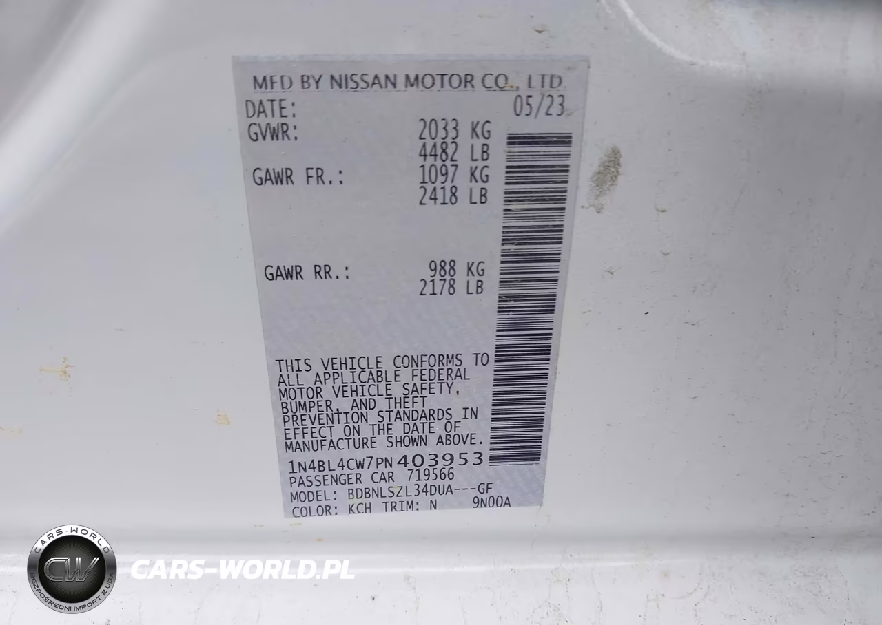 2023 Nissan Altima Sr Intelligent Awd VIN:1N4BL4CW7PN403953 - 9