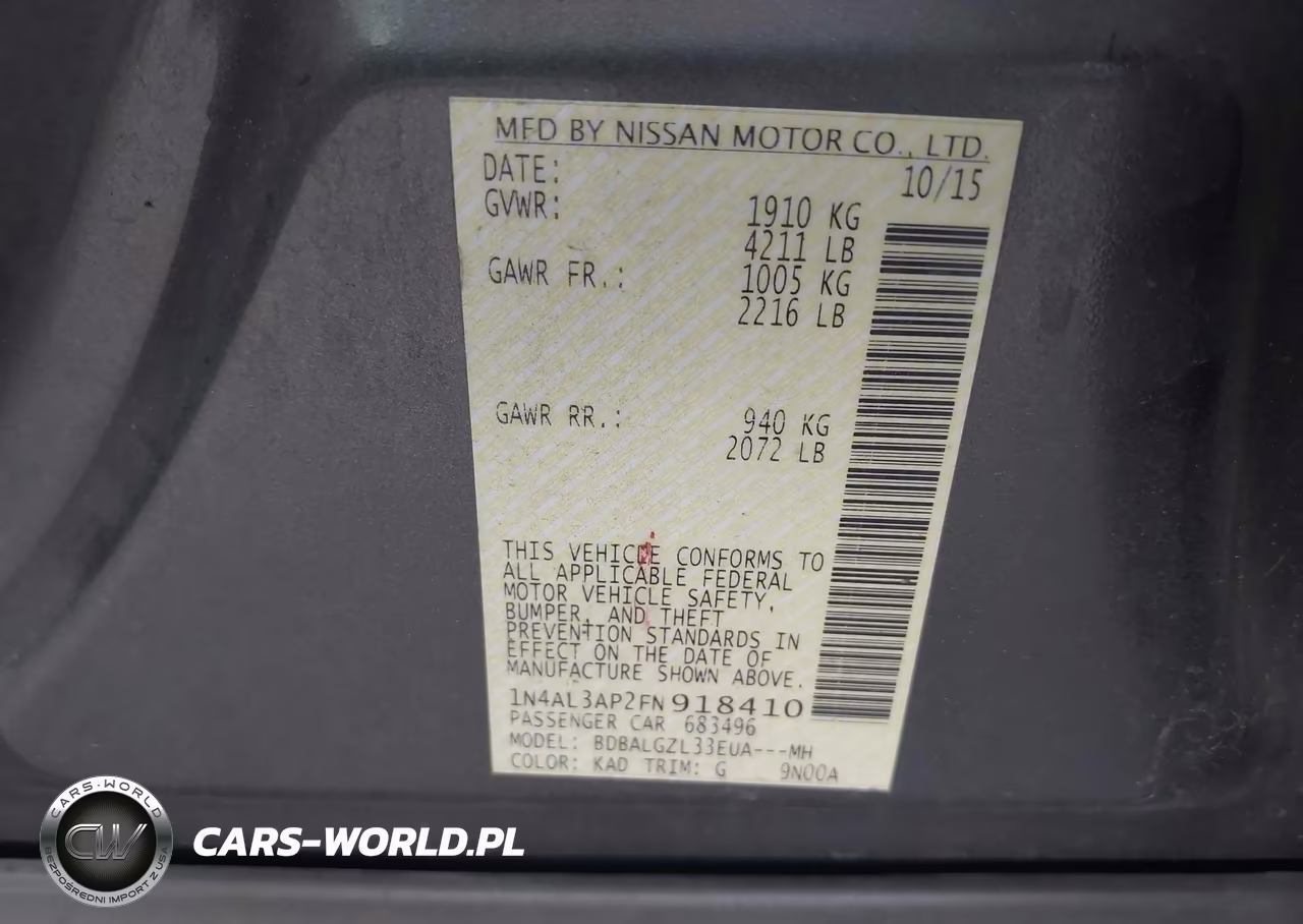 2015 Nissan Altima 2.5 S VIN:1N4AL3AP2FN918410 - 9