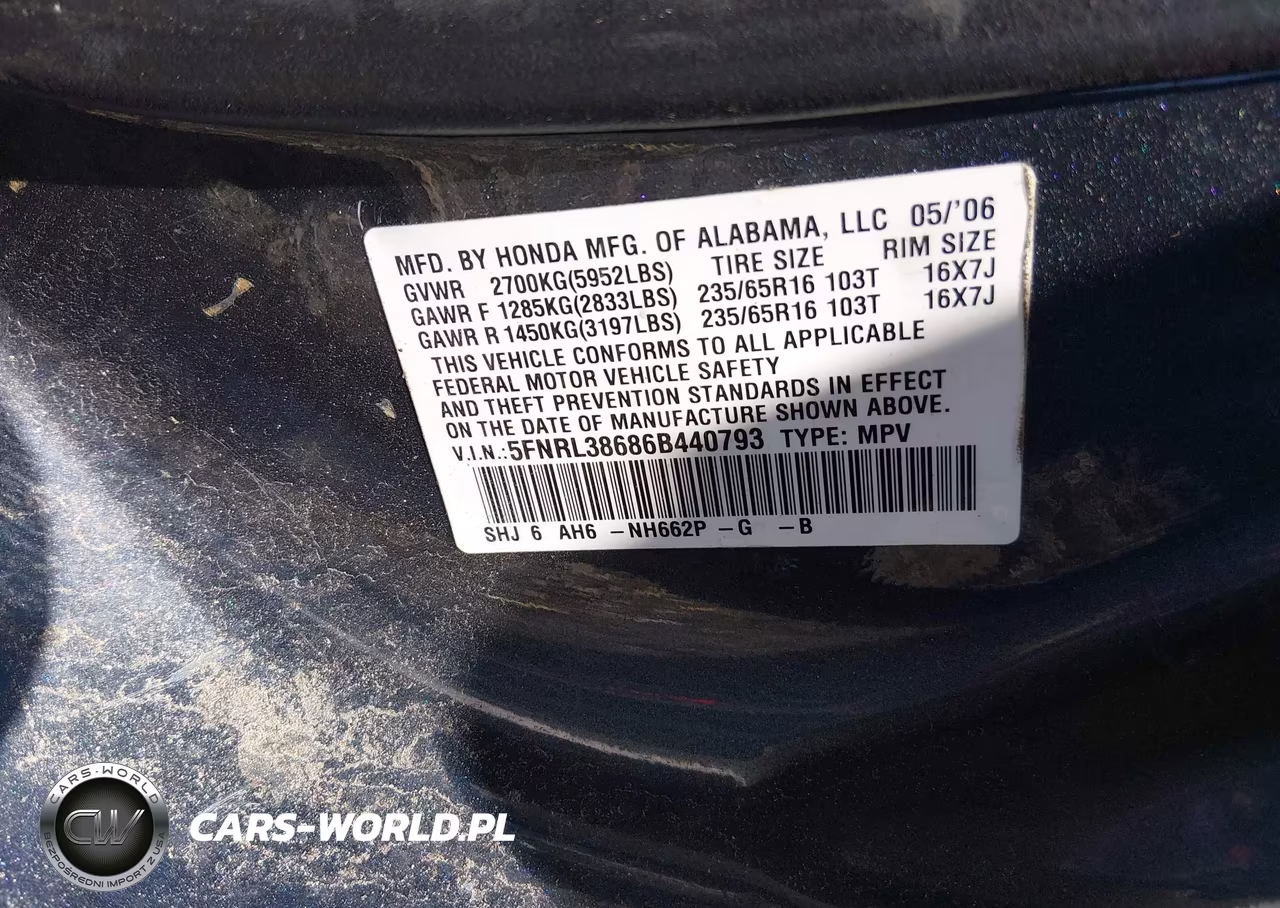 2006 Honda Odyssey Ex-L VIN:5FNRL38686B440793 - 9