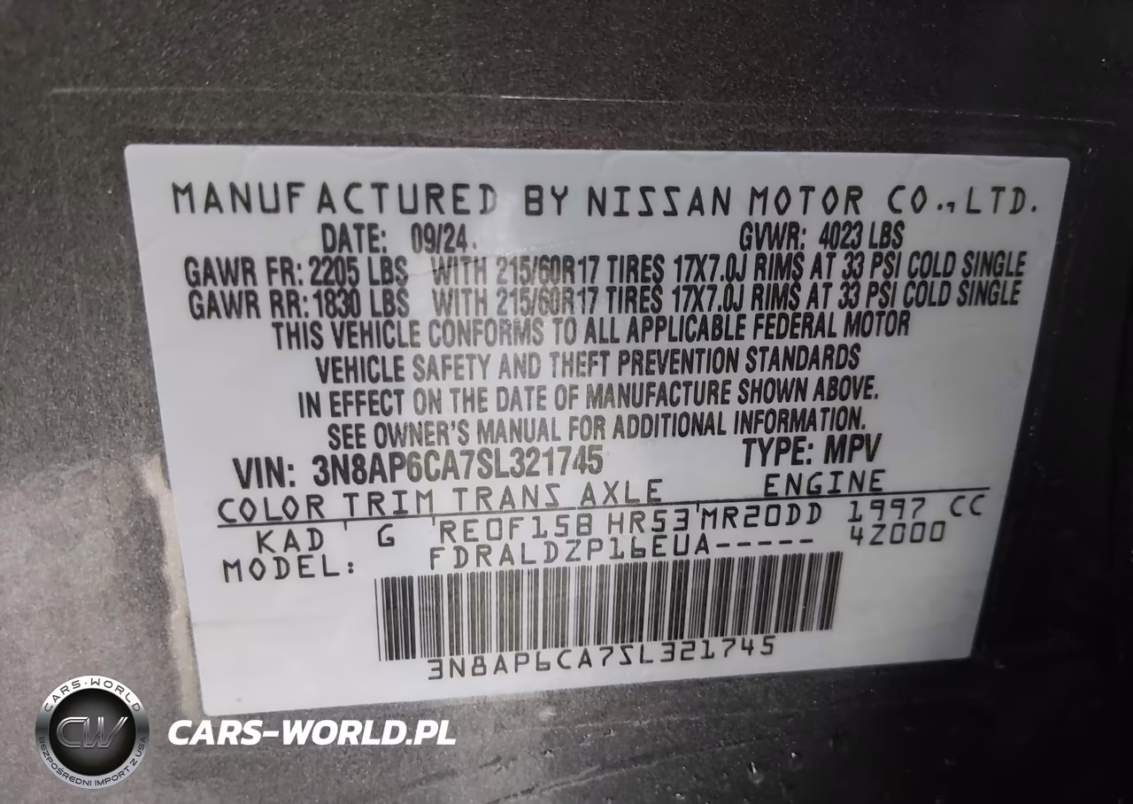2025 Nissan Kicks Sv Fwd VIN:3N8AP6CA7SL321745 - 9