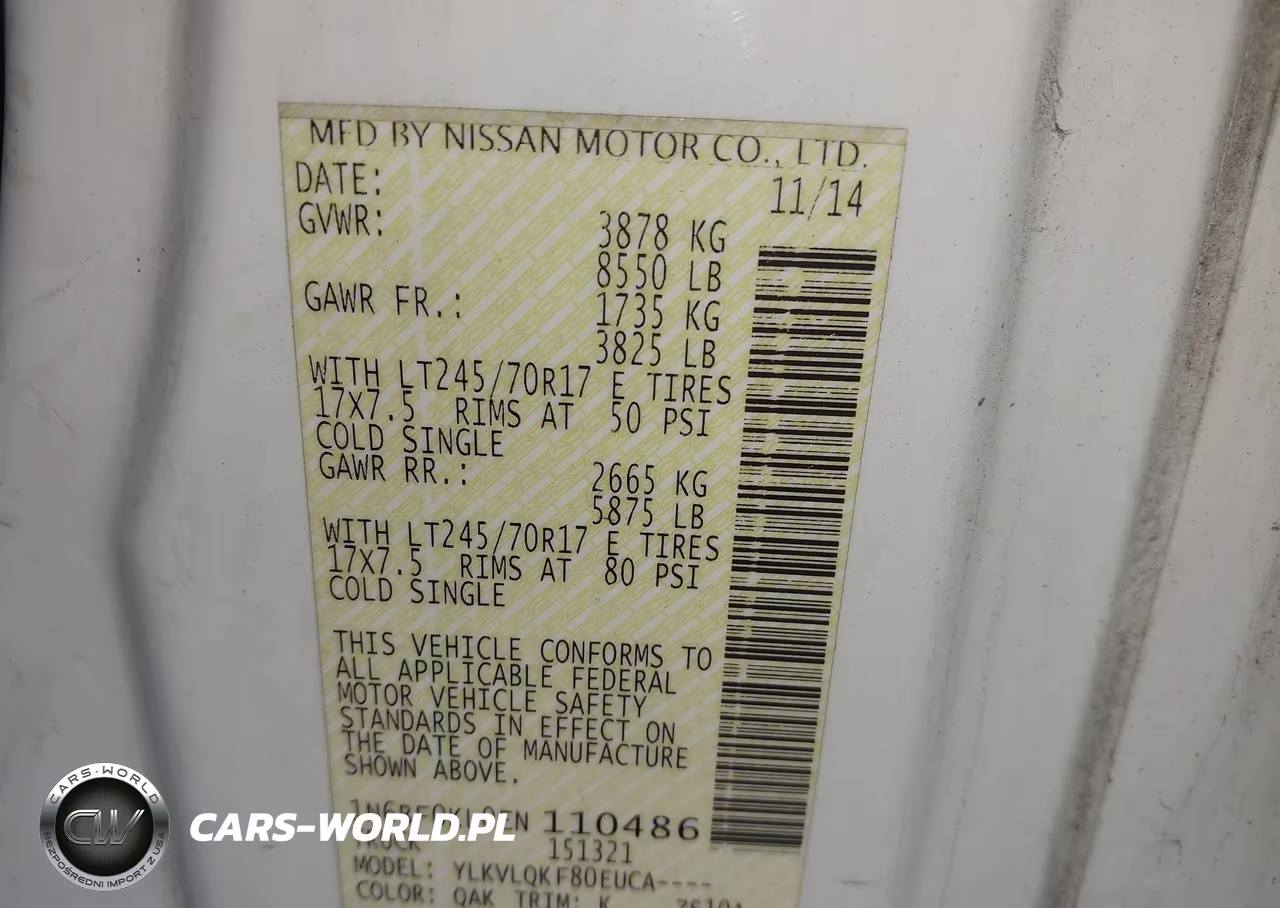 2014 Nissan Nv Cargo Nv1500 S V6 VIN:1N6BF0KL0EN110486 - 9