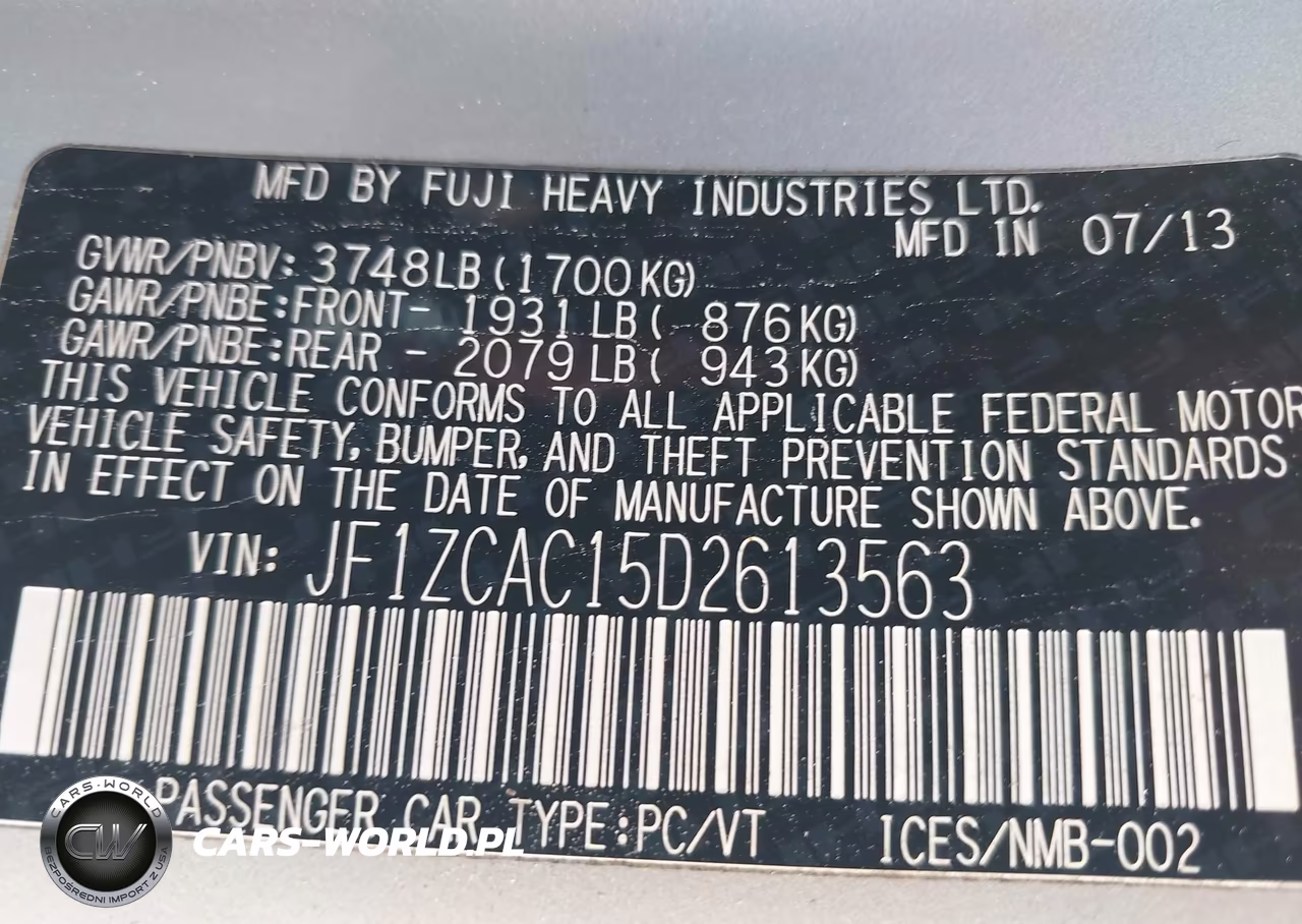 2013 Subaru Brz Limited VIN:JF1ZCAC15D2613563 - 9