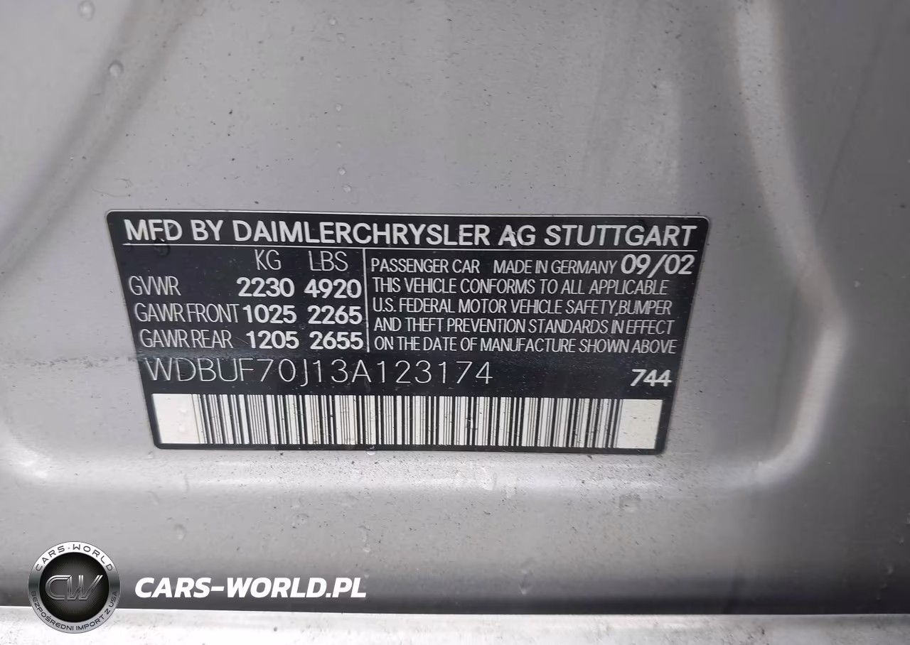 2003 Mercedes-Benz E 500 VIN:WDBUF70J13A123174 - 9