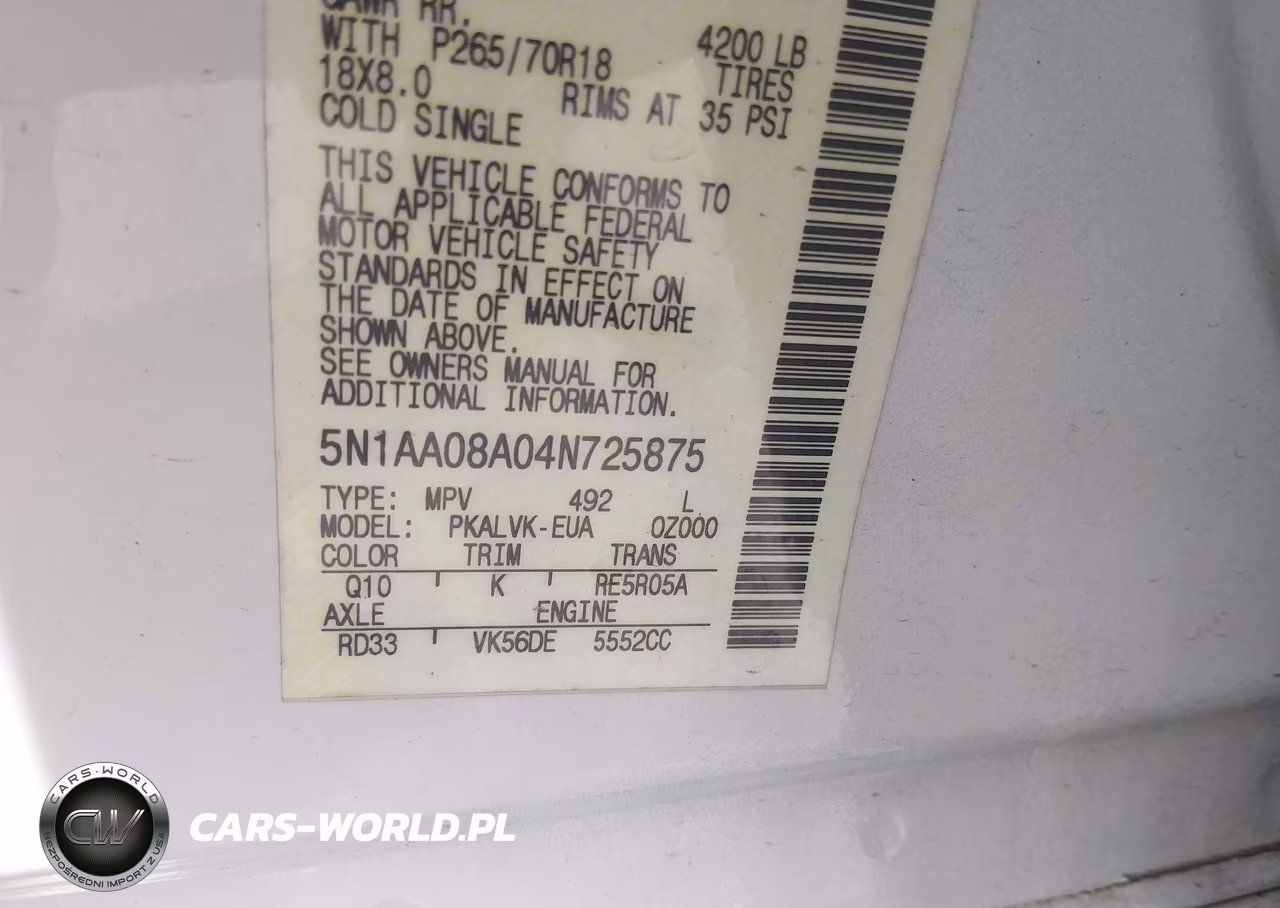 2004 Nissan Pathfinder Armada Le VIN:5N1AA08A04N725875 - 9