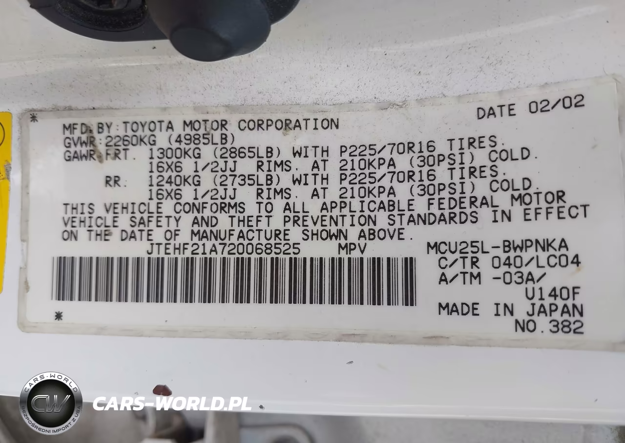 2002 Toyota Highlander Limited V6 VIN:JTEHF21A720068525 - 9
