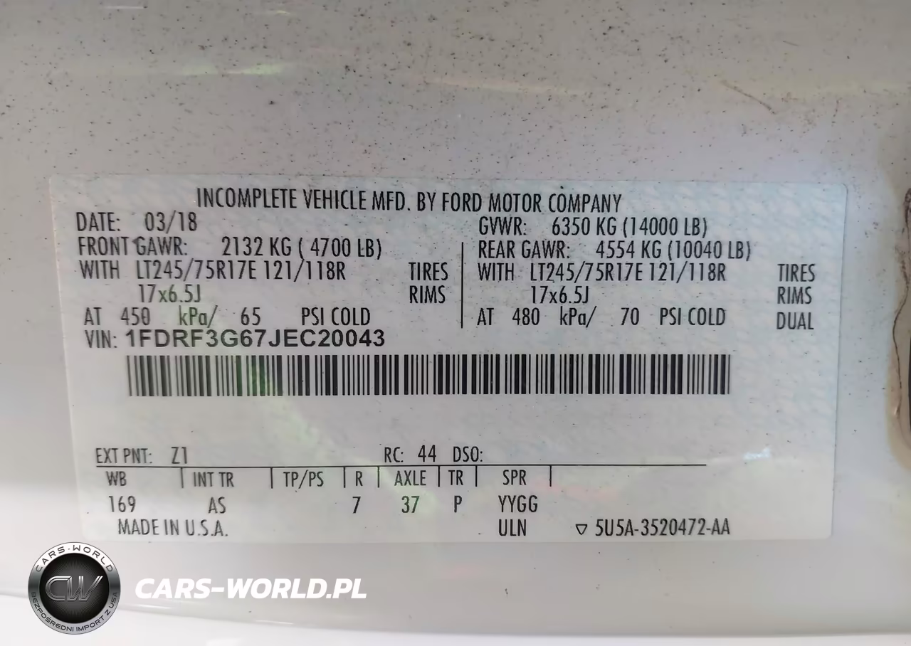 2018 Ford F-350 Chassis Xl VIN:1FDRF3G67JEC20043 - 8