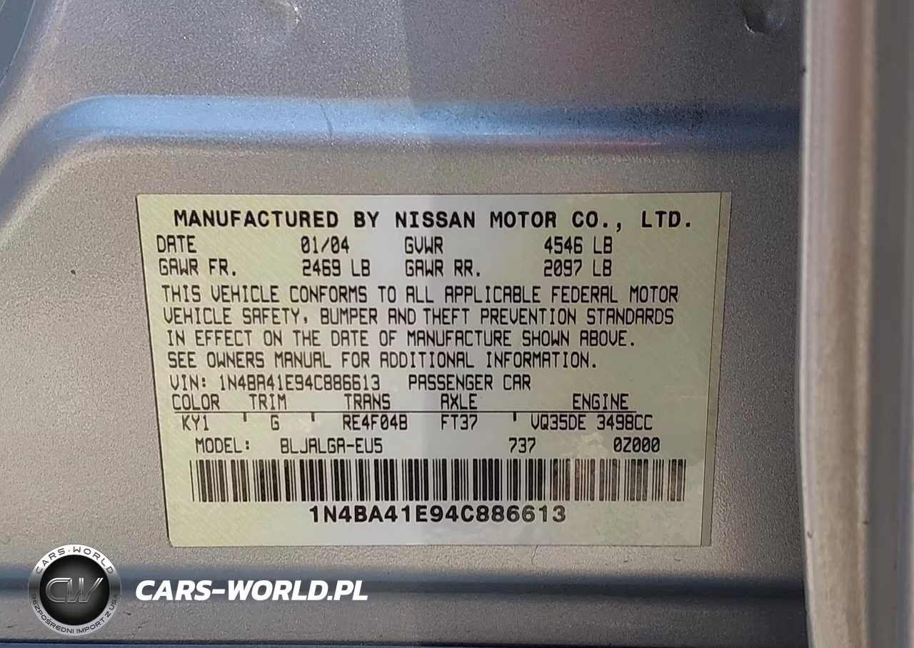 2004 Nissan Maxima 3.5 Sl VIN:1N4BA41E94C886613 - 9