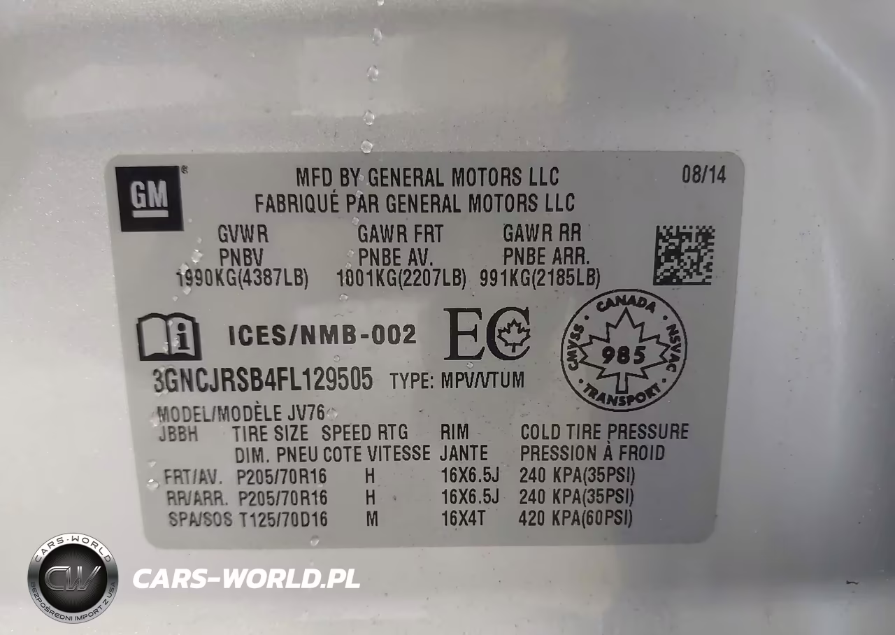 2015 Chevrolet Trax Lt VIN:3GNCJRSB4FL129505 - 9