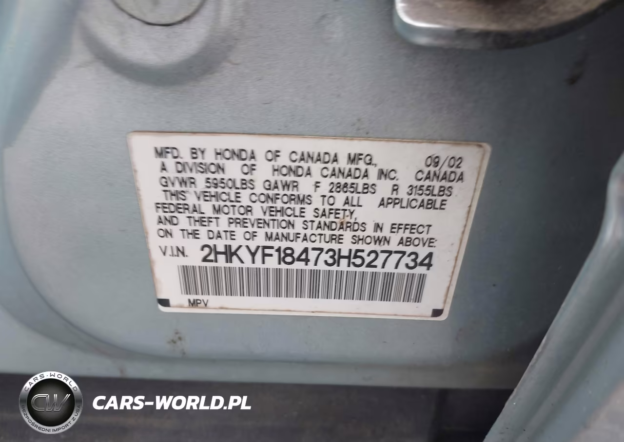 2003 Honda Pilot Ex VIN:2HKYF18473H527734 - 9