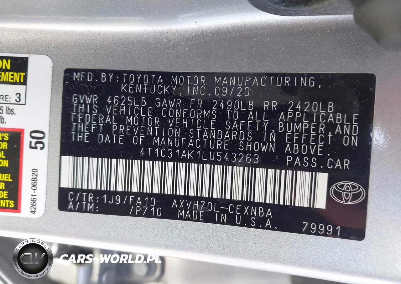 2020 Toyota Camry Le Hybrid VIN:4T1C31AK1LU543263 - 9