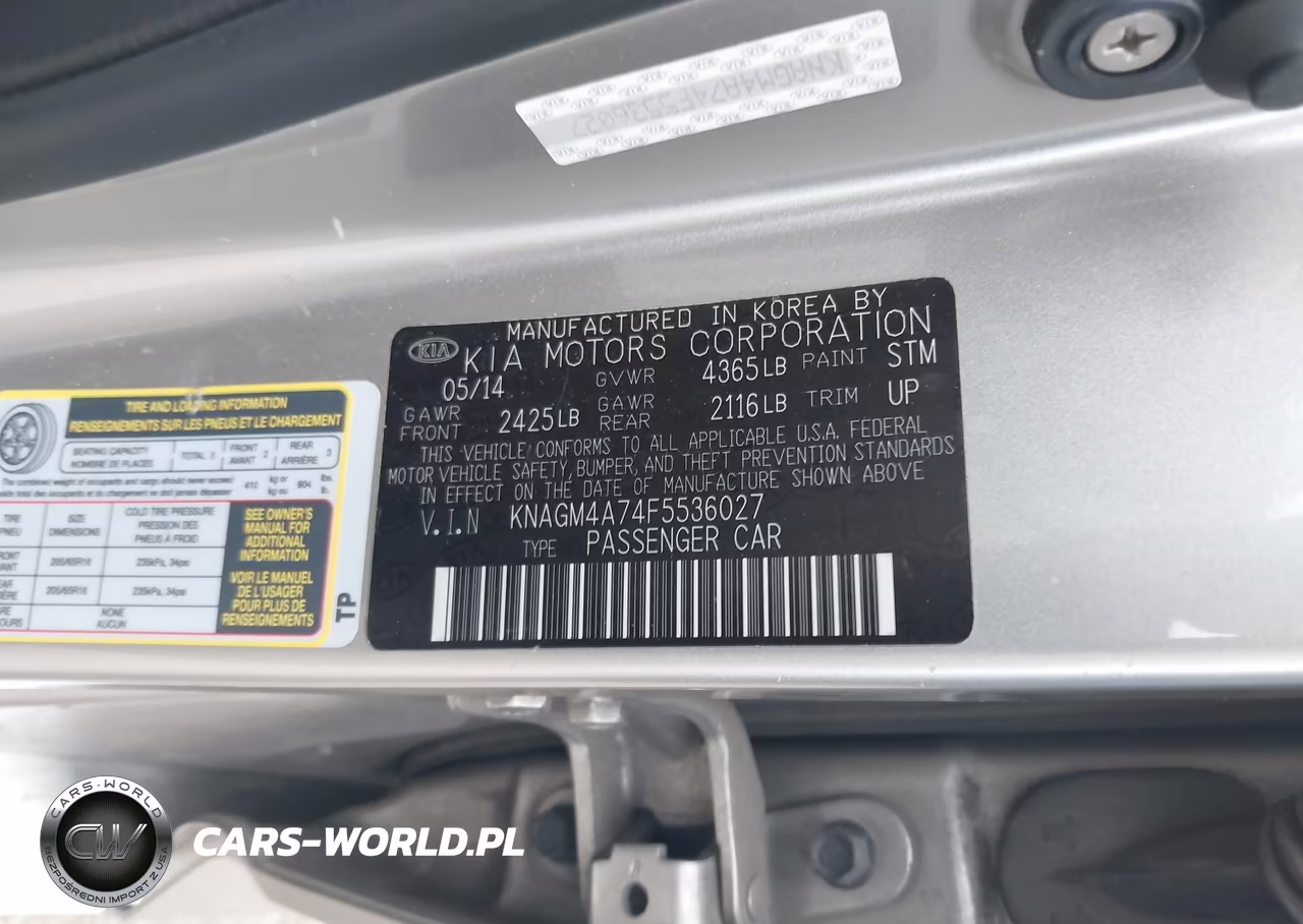 2015 Kia Optima Lx VIN:KNAGM4A74F5536027 - 9
