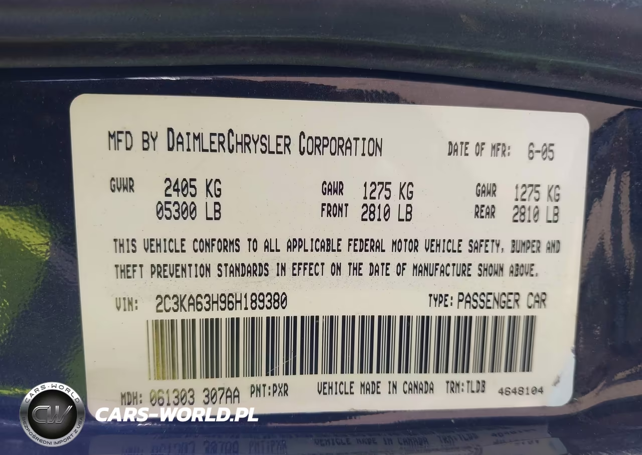 2006 Chrysler 300C VIN:2C3KA63H96H189380 - 9