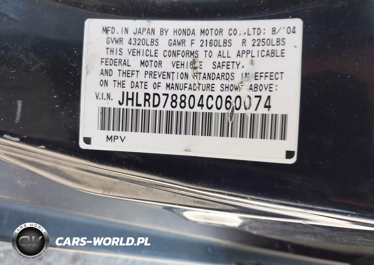 2004 Honda Cr-V Ex VIN:JHLRD78804C060074 - 9