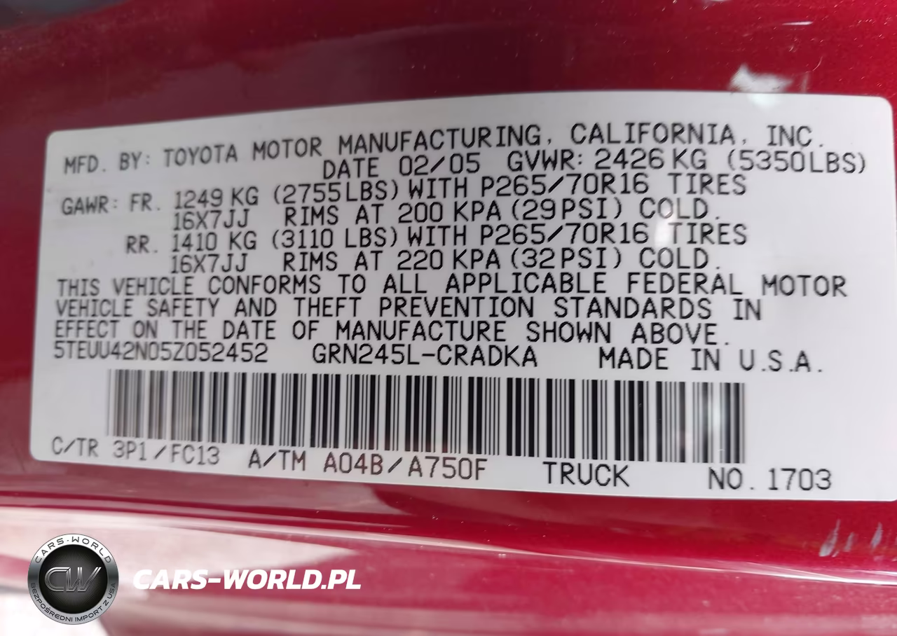 2005 Toyota Tacoma Base V6 VIN:5TEUU42N05Z052452 - 9
