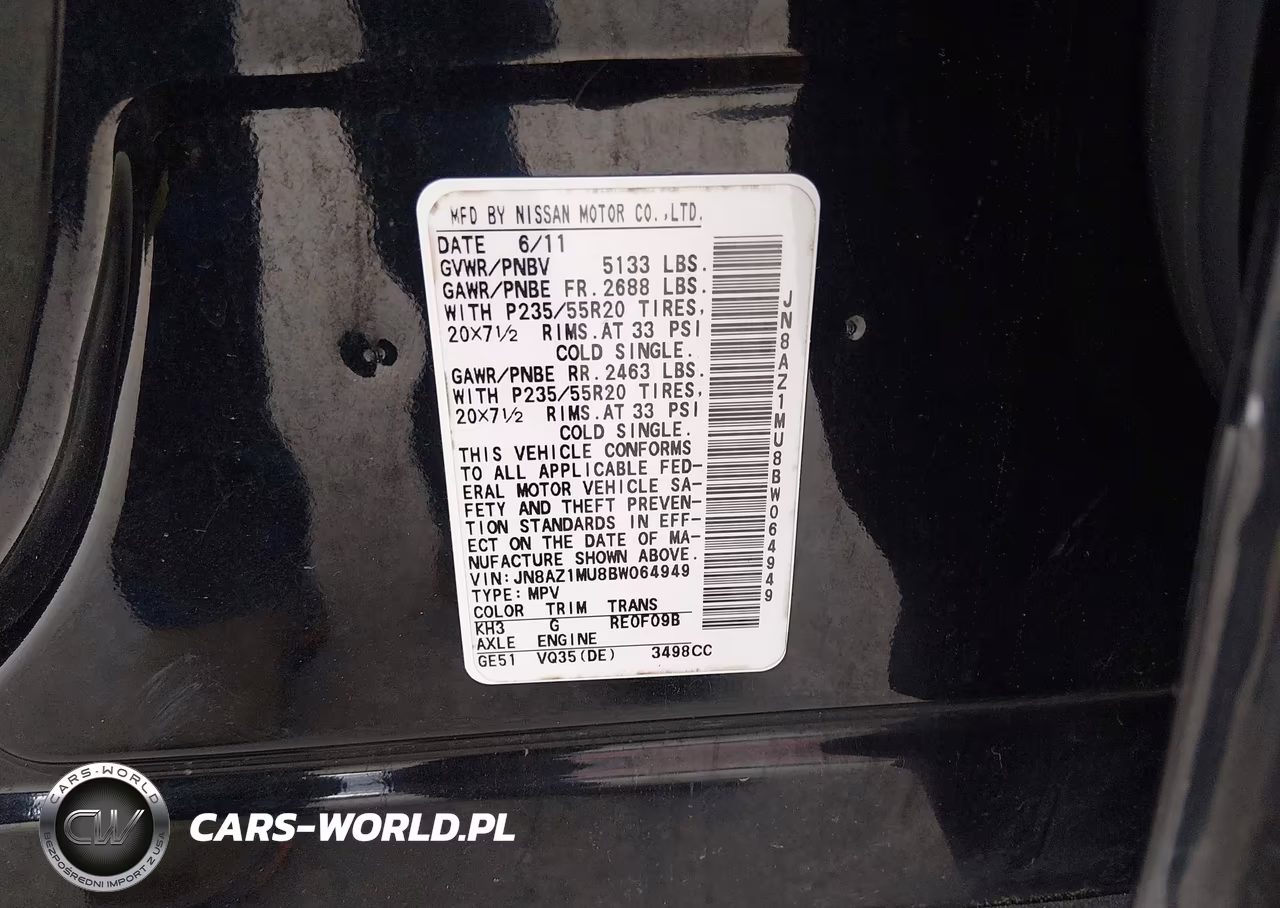 2011 Nissan Murano Le VIN:JN8AZ1MU8BW064949 - 9