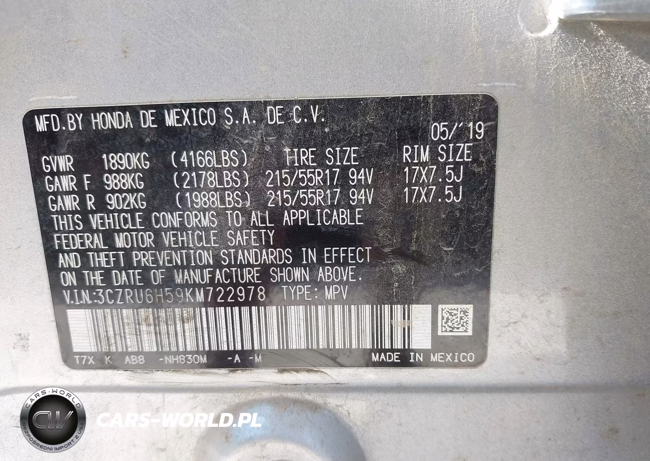 2019 Honda Hr-V Ex VIN:3CZRU6H59KM722978 - 9