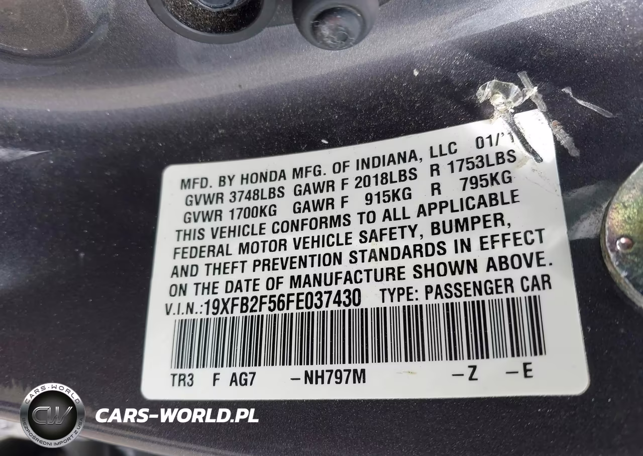 2015 Honda Civic Lx VIN:19XFB2F56FE037430 - 9