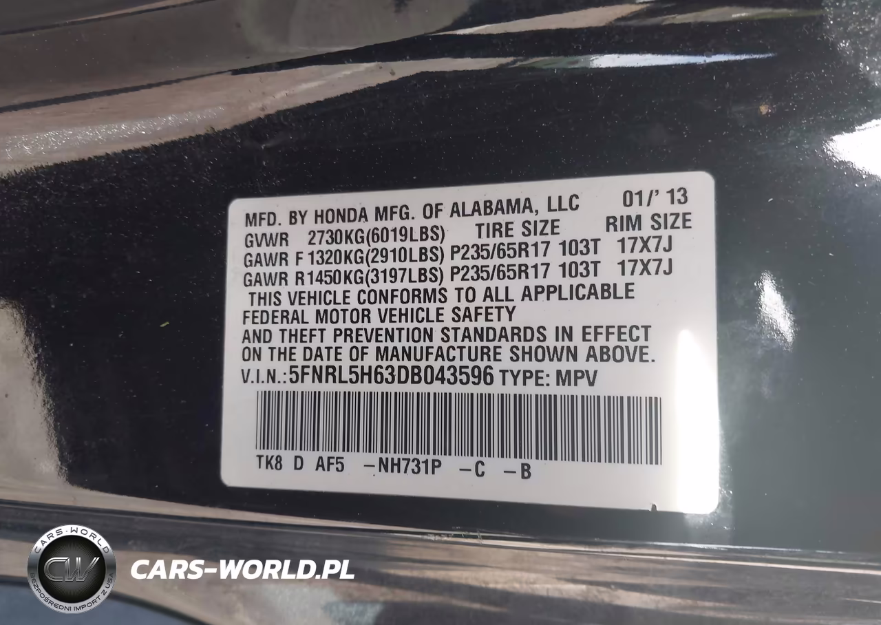 2013 Honda Odyssey Ex-L VIN:5FNRL5H63DB043596 - 9