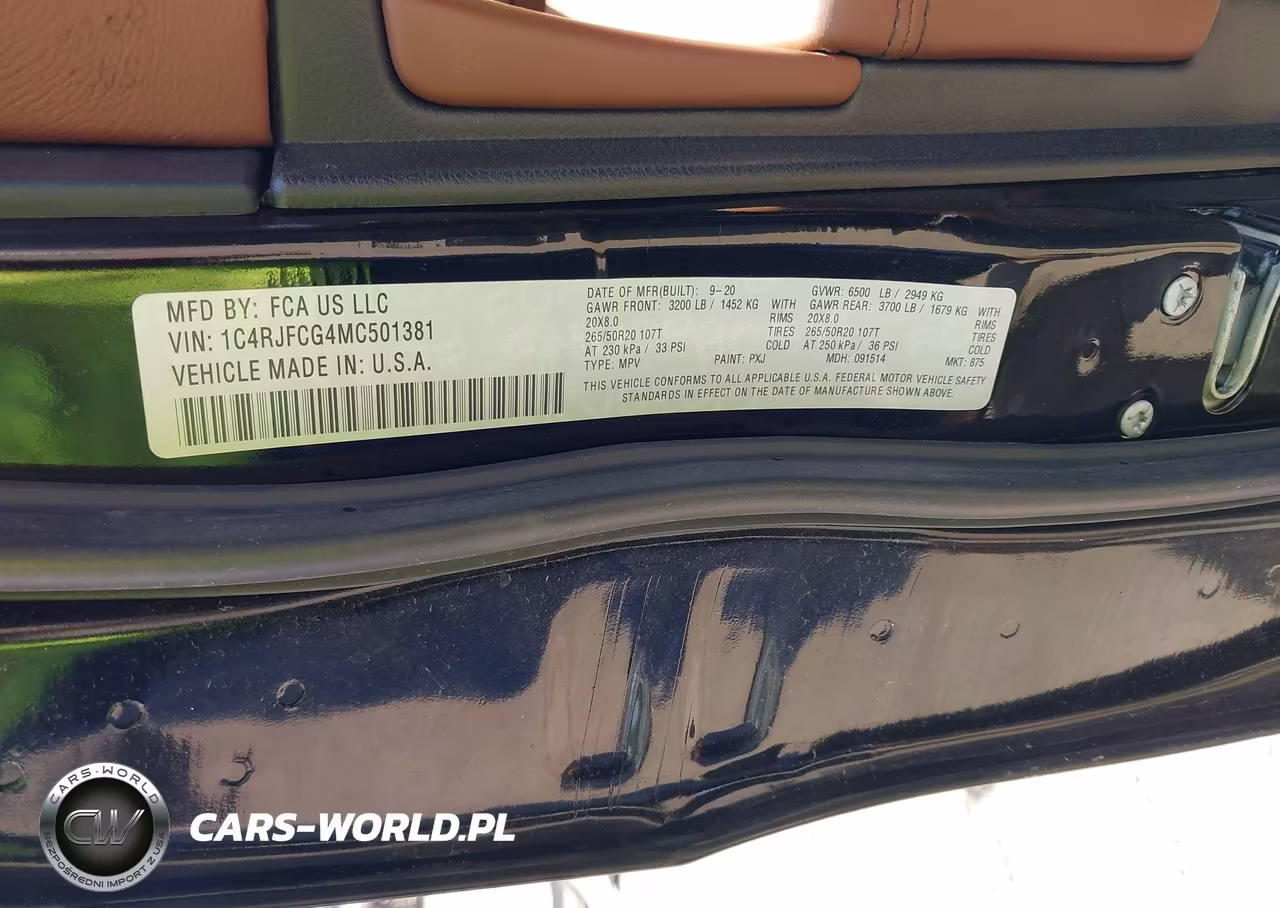 2021 Jeep Grand Cherokee Overland 4X4 VIN:1C4RJFCG4MC501381 - 9