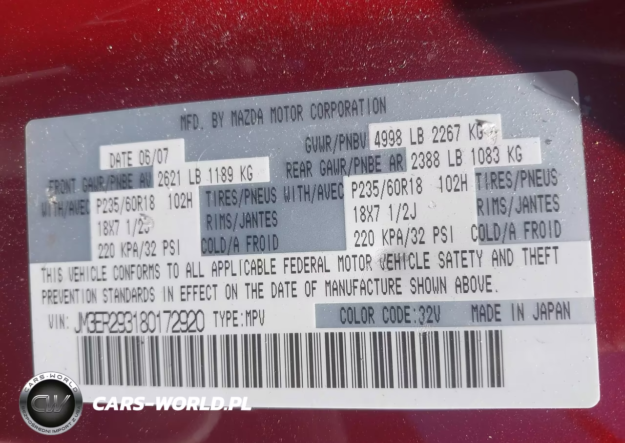 2008 Mazda Cx-7 Sport VIN:JM3ER293180172920 - 9