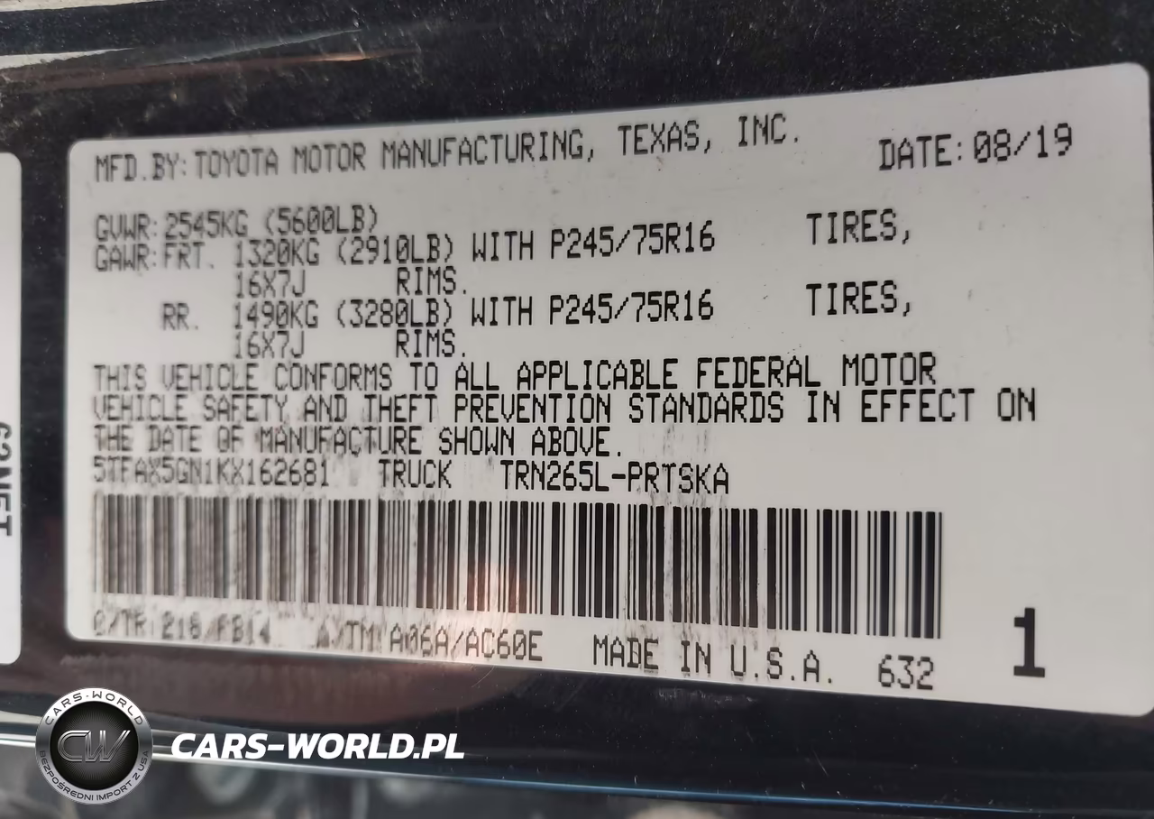 2019 Toyota Tacoma Sr VIN:5TFAX5GN1KX162681 - 9