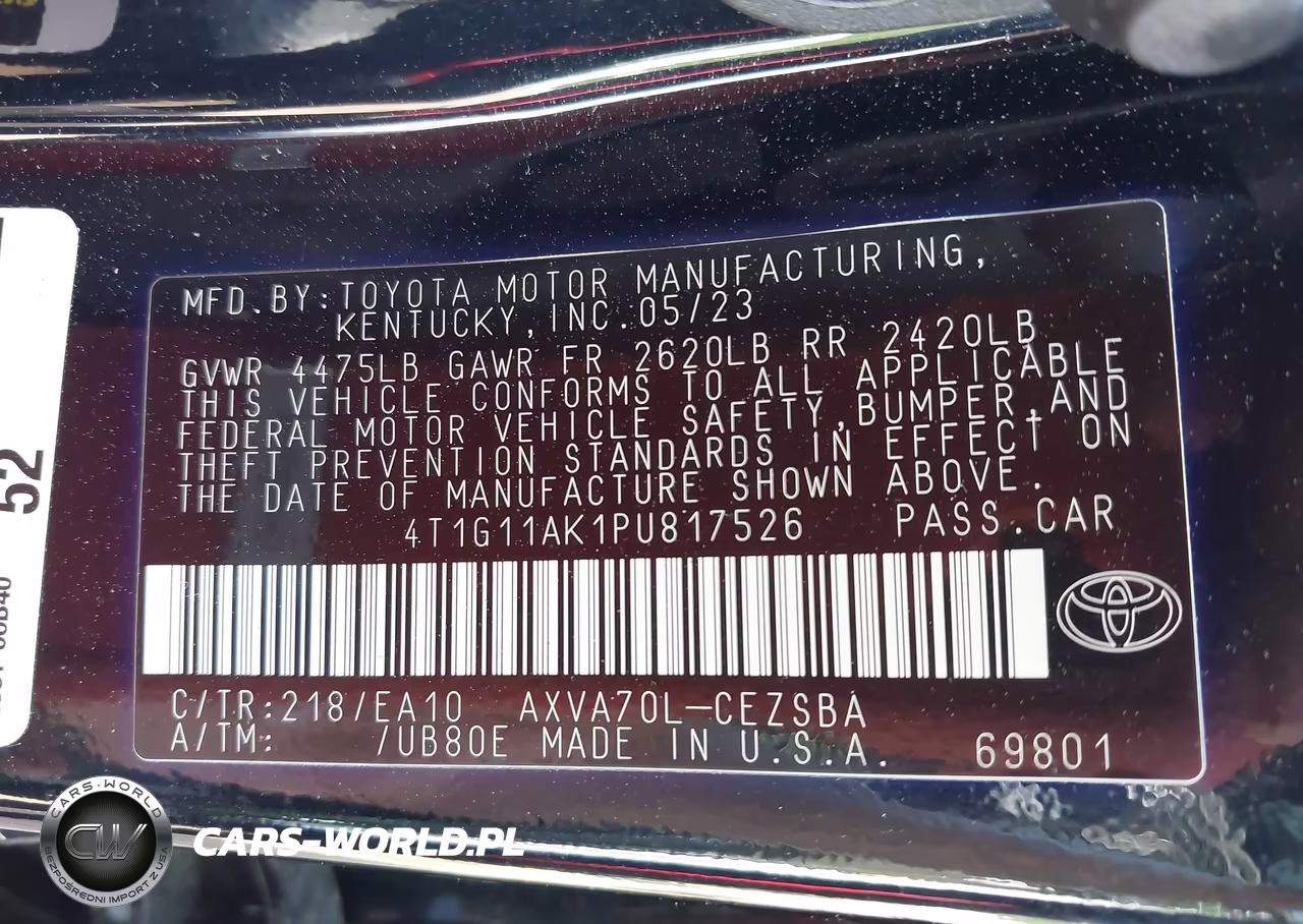 2023 Toyota Camry Se VIN:4T1G11AK1PU817526 - 9