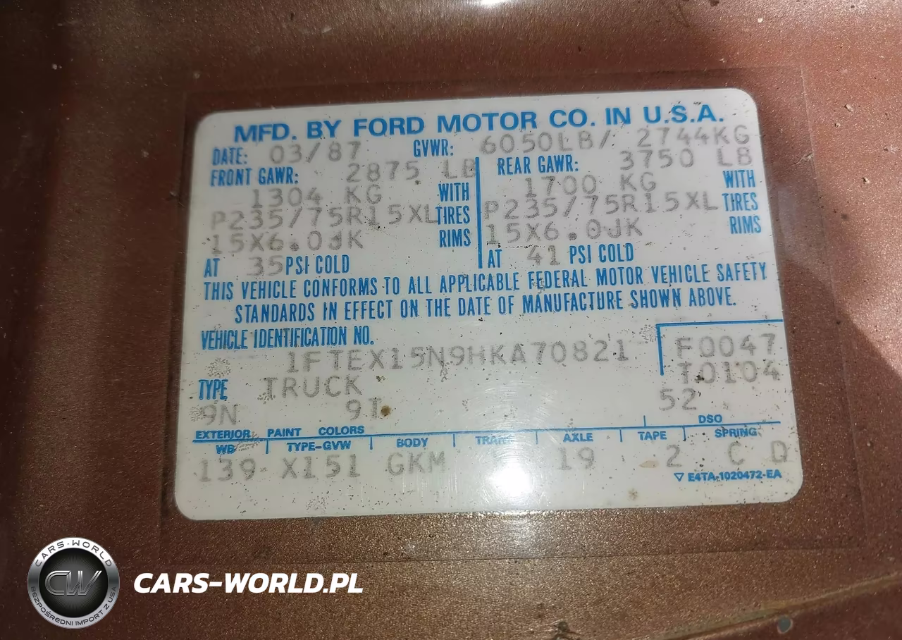 1987 Ford F150 VIN:1FTEX15N9HKA70821 - 9