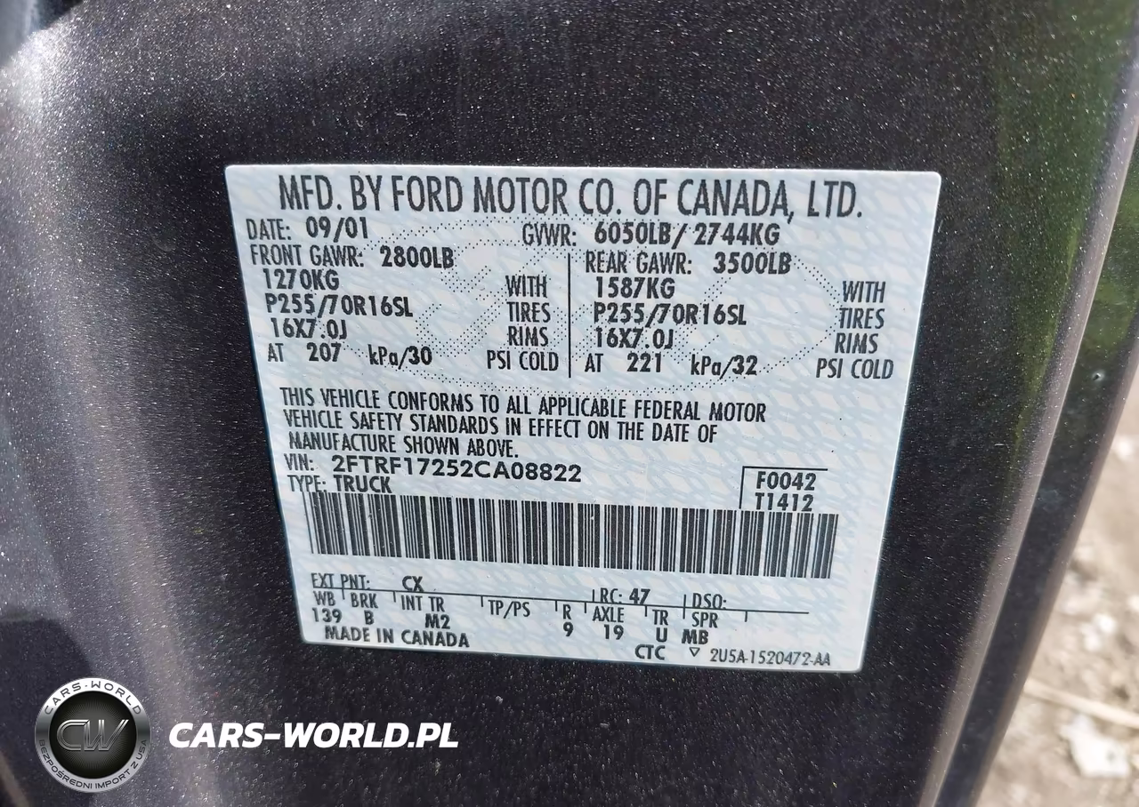 2002 Ford F-150 Xl-Xlt VIN:2FTRF17252CA08822 - 9