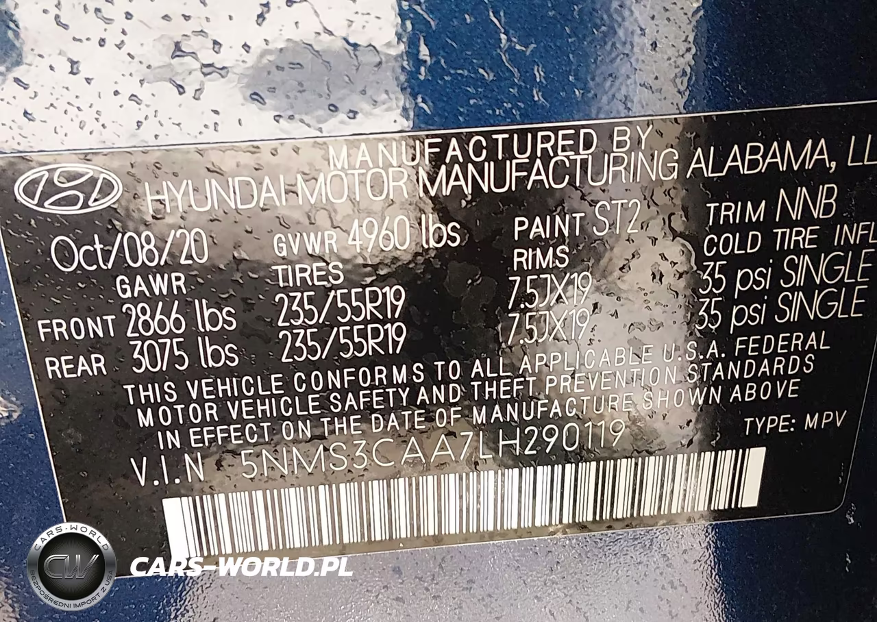 2020 Hyundai Santa Fe Sel 2.0T VIN:5NMS3CAA7LH290119 - 9
