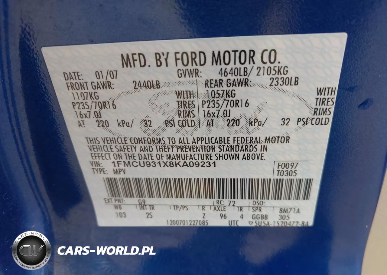 2008 Ford Escape Xlt VIN:1FMCU931X8KA09231 - 9