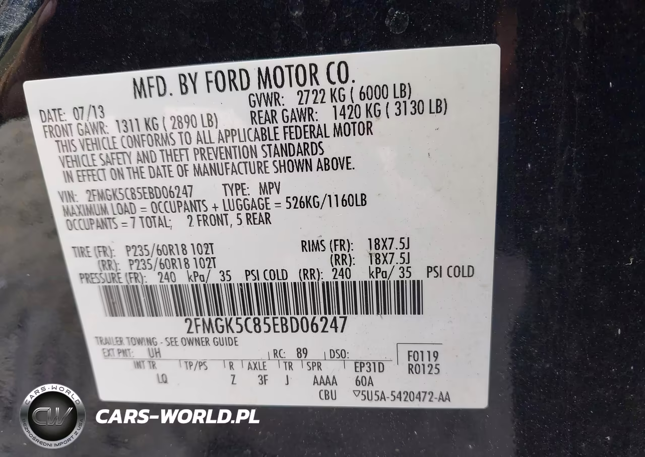 2014 Ford Flex Sel VIN:2FMGK5C85EBD06247 - 9