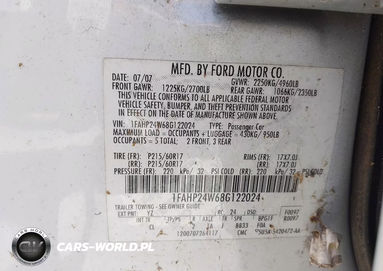 2008 Ford Taurus Sel VIN:1FAHP24W68G122024 - 9
