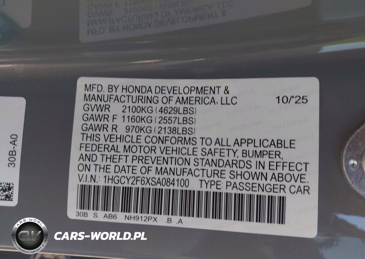 2025 Honda Accord Hybrid Ex-L VIN:1HGCY2F6XSA084100 - 9