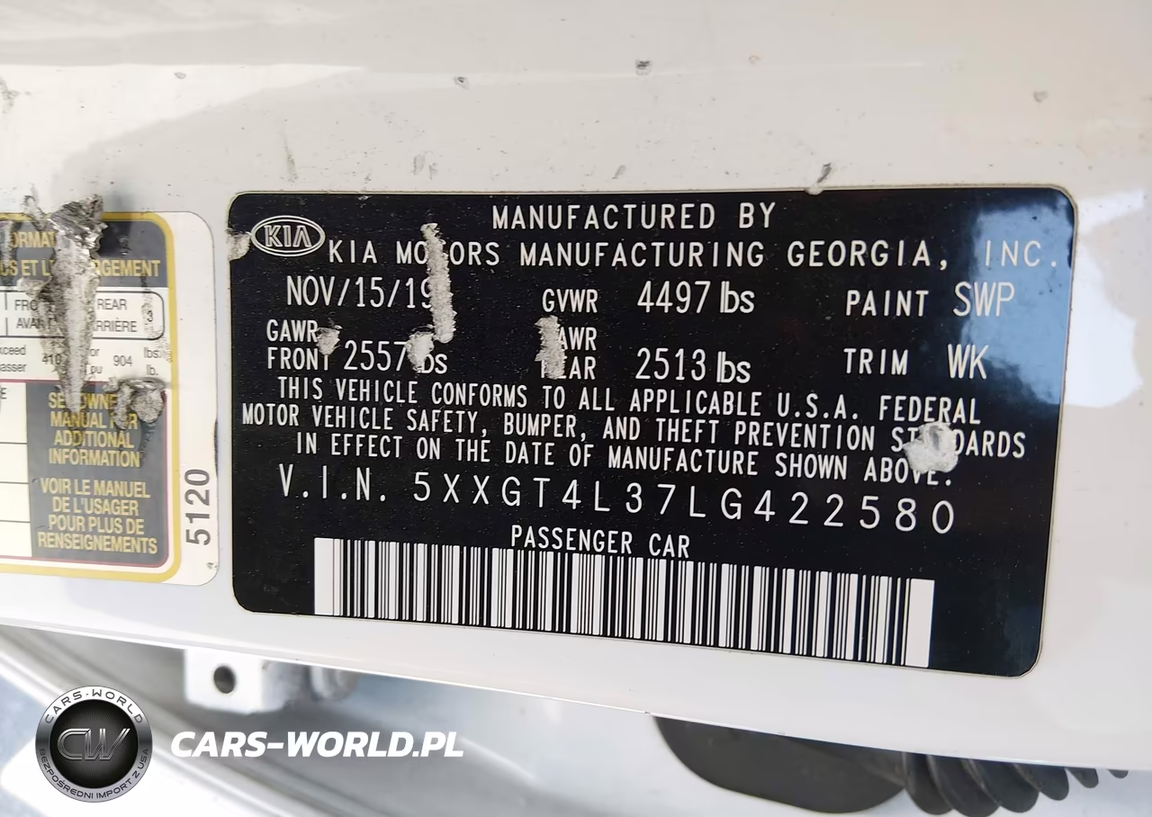 2020 Kia Optima Lx VIN:5XXGT4L37LG422580 - 9