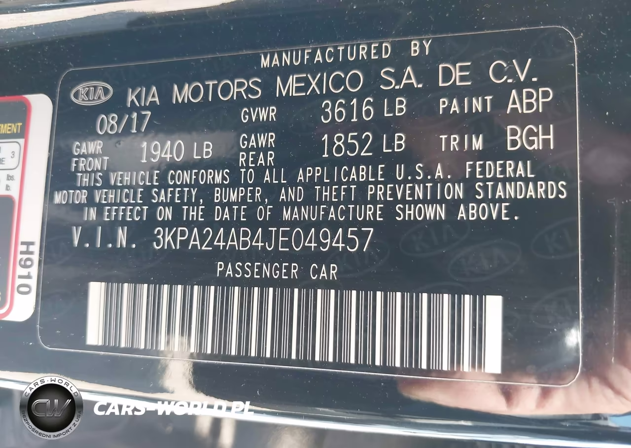 2018 Kia Rio Lx VIN:3KPA24AB4JE049457 - 9