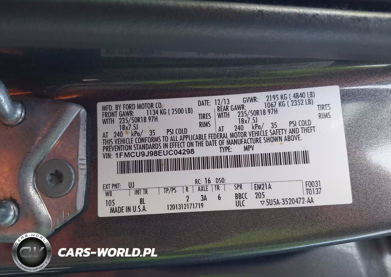 2014 Ford Escape Titanium VIN:1FMCU9J98EUC04298 - 9