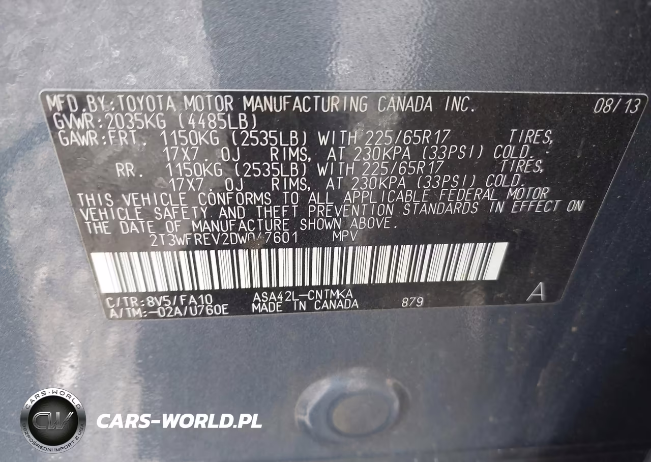 2013 Toyota Rav4 Xle VIN:2T3WFREV2DW047601 - 9