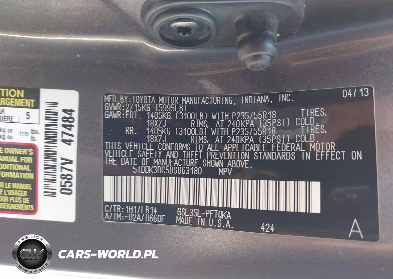 2013 Toyota Sienna Xle 7 Passenger VIN:5TDDK3DC5DS063180 - 9